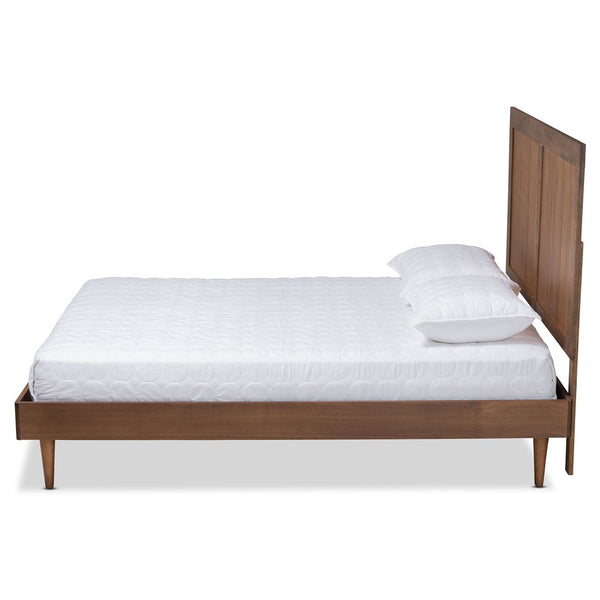 Baxton Studio Baxton Studio Nicola Queen Platform Bed – Stylish Mid-Century Modern Design with Adjustable Headboard Nicola-Ash Walnut-Queen