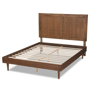 Baxton Studio Baxton Studio Mid-Century Modern King Platform Bed with Adjustable Headboard and Tapered Legs Nicola King Nicola-Ash Walnut-King