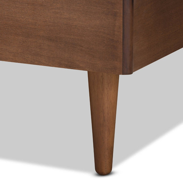 Baxton Studio Baxton Studio Nicola Queen Platform Bed – Stylish Mid-Century Modern Design with Adjustable Headboard Nicola-Ash Walnut-Queen