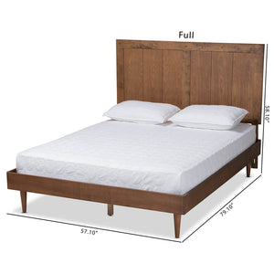 Baxton Studio Baxton Studio Nicola Queen Platform Bed – Stylish Mid-Century Modern Design with Adjustable Headboard Nicola-Ash Walnut-Queen
