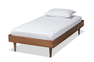 Baxton Studio Baxton Studio Rina Twin Size Platform Bed Frame - Mid-Century Modern Ash Walnut Finish, Stylish & Durable MG97151-Ash Walnut-Frame-Twin
