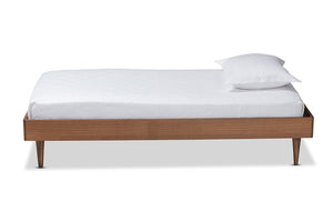 Baxton Studio Baxton Studio Rina Twin Size Platform Bed Frame - Mid-Century Modern Ash Walnut Finish, Stylish & Durable MG97151-Ash Walnut-Frame-Twin