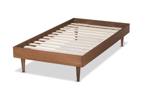 Baxton Studio Baxton Studio Rina Twin Size Platform Bed Frame - Mid-Century Modern Ash Walnut Finish, Stylish & Durable MG97151-Ash Walnut-Frame-Twin