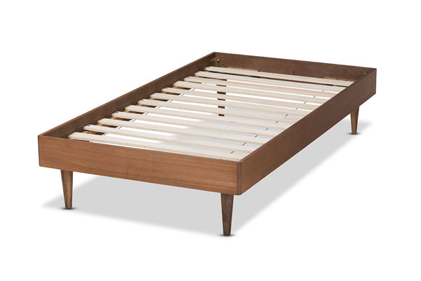 Baxton Studio Baxton Studio Rina Twin Size Platform Bed Frame - Mid-Century Modern Ash Walnut Finish, Stylish & Durable MG97151-Ash Walnut-Frame-Twin