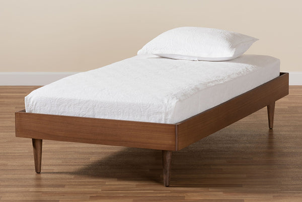 Baxton Studio Baxton Studio Rina Twin Size Platform Bed Frame - Mid-Century Modern Ash Walnut Finish, Stylish & Durable MG97151-Ash Walnut-Frame-Twin