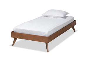 Baxton Studio Baxton Studio Lissette Twin Platform Bed Frame - Mid-Century Modern Ash Walnut Design with Storage MG9704-Ash Walnut-Bed Frame-Twin