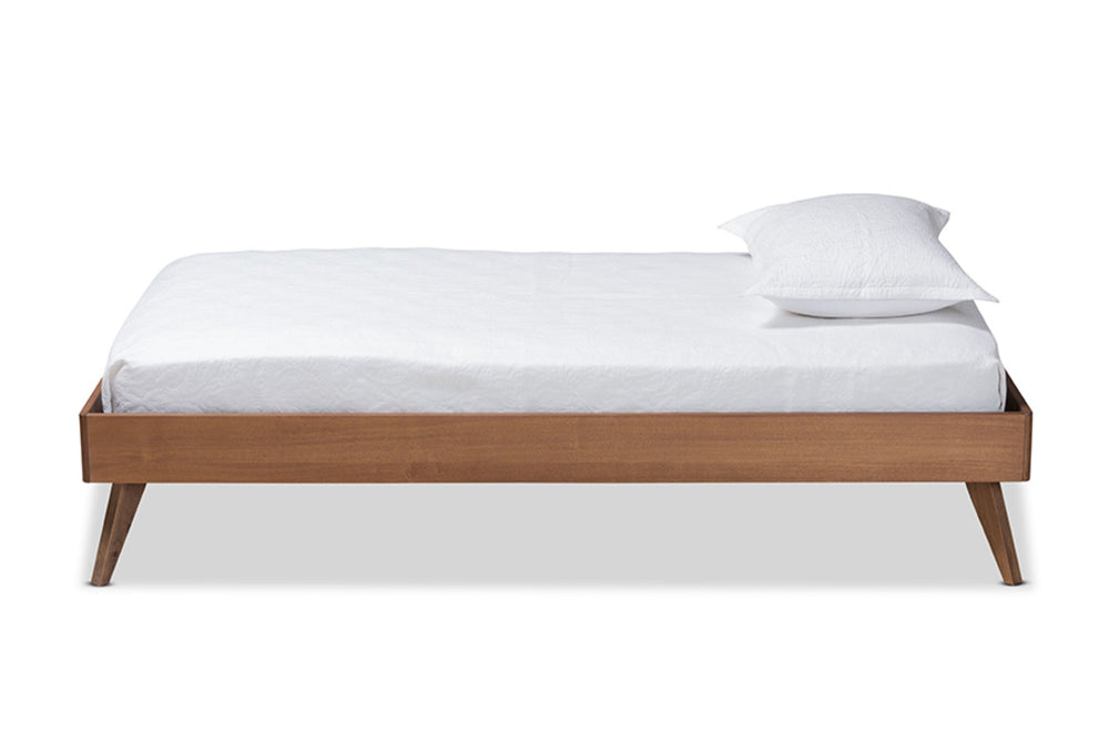 Baxton Studio Baxton Studio Lissette Twin Platform Bed Frame - Mid-Century Modern Ash Walnut Design with Storage MG9704-Ash Walnut-Bed Frame-Twin