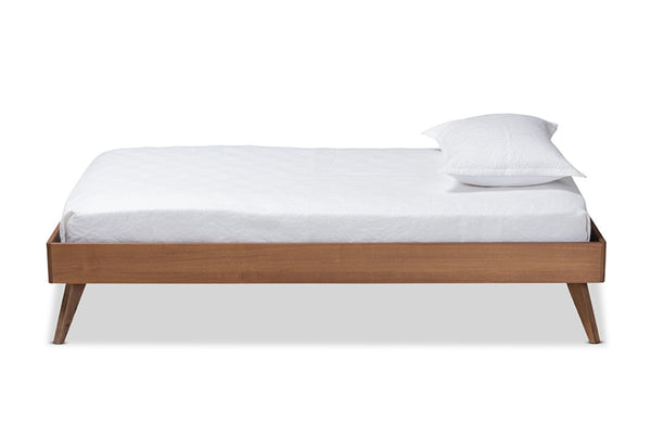 Baxton Studio Baxton Studio Lissette Twin Platform Bed Frame - Mid-Century Modern Ash Walnut Design with Storage MG9704-Ash Walnut-Bed Frame-Twin