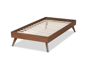Baxton Studio Baxton Studio Lissette Twin Platform Bed Frame - Mid-Century Modern Ash Walnut Design with Storage MG9704-Ash Walnut-Bed Frame-Twin