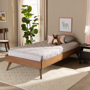 Baxton Studio Baxton Studio Lissette Twin Platform Bed Frame - Mid-Century Modern Ash Walnut Design with Storage MG9704-Ash Walnut-Bed Frame-Twin
