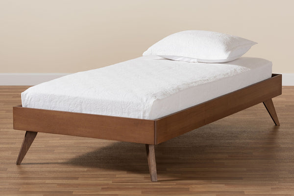 Baxton Studio Baxton Studio Lissette Twin Platform Bed Frame - Mid-Century Modern Ash Walnut Design with Storage MG9704-Ash Walnut-Bed Frame-Twin