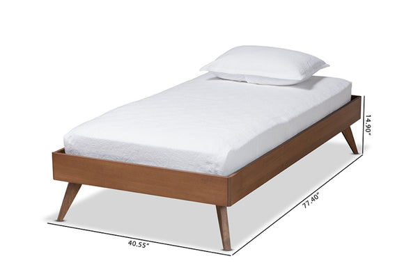 Baxton Studio Baxton Studio Lissette Twin Platform Bed Frame - Mid-Century Modern Ash Walnut Design with Storage MG9704-Ash Walnut-Bed Frame-Twin