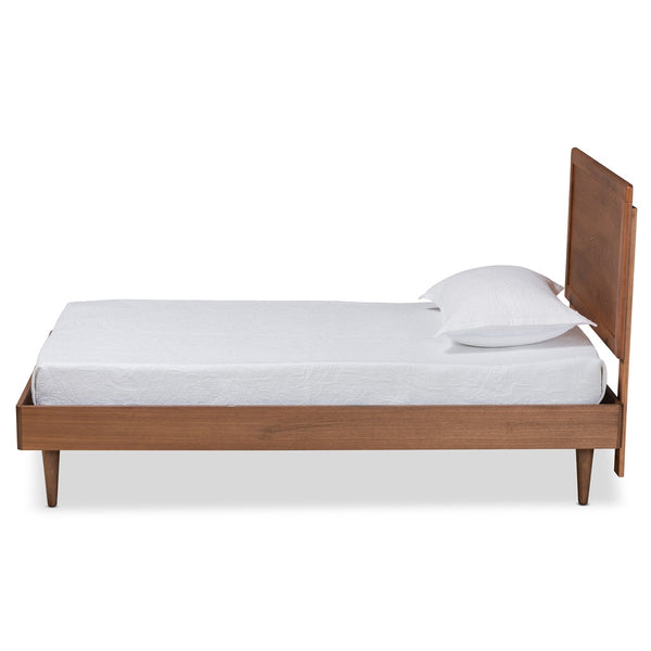 Baxton Studio Baxton Studio Hiro Twin Platform Bed - Mid-Century Walnut Finish, Sleek Design, No Box Spring Needed! Hiro-Ash Walnut-Twin