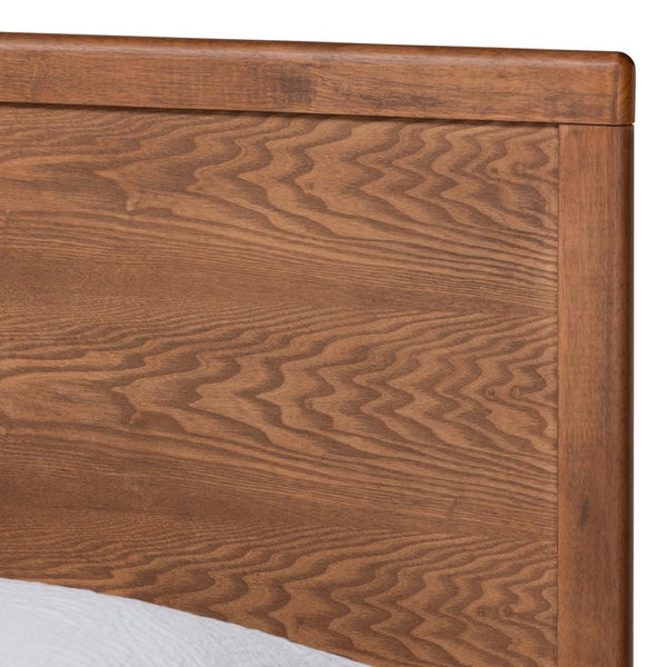 Baxton Studio Baxton Studio Hiro Twin Platform Bed - Mid-Century Walnut Finish, Sleek Design, No Box Spring Needed! Hiro-Ash Walnut-Twin