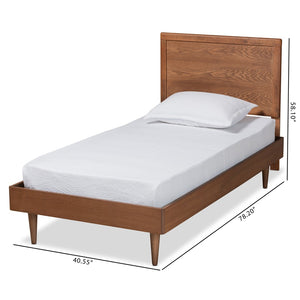 Baxton Studio Baxton Studio Hiro Twin Platform Bed - Mid-Century Walnut Finish, Sleek Design, No Box Spring Needed! Hiro-Ash Walnut-Twin