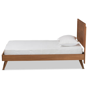 Baxton Studio Baxton Studio Jiro Twin Size Platform Bed in Walnut Brown - Stylish Mid-Century Modern Design & Functionality Jiro-Ash Walnut-Twin