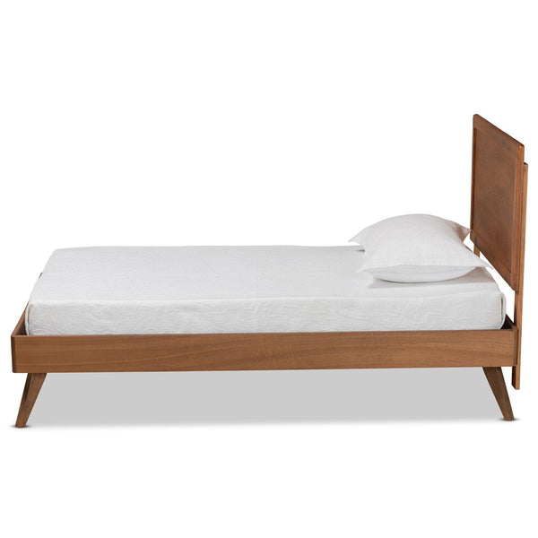 Baxton Studio Baxton Studio Jiro Twin Size Platform Bed in Walnut Brown - Stylish Mid-Century Modern Design & Functionality Jiro-Ash Walnut-Twin
