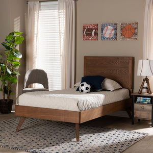 Baxton Studio Baxton Studio Jiro Twin Size Platform Bed in Walnut Brown - Stylish Mid-Century Modern Design & Functionality Jiro-Ash Walnut-Twin
