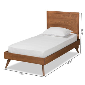 Baxton Studio Baxton Studio Jiro Twin Size Platform Bed in Walnut Brown - Stylish Mid-Century Modern Design & Functionality Jiro-Ash Walnut-Twin