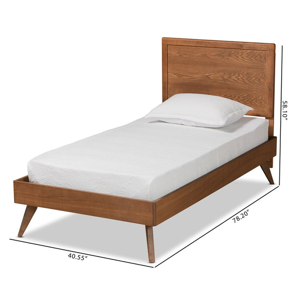 Baxton Studio Baxton Studio Jiro Twin Size Platform Bed in Walnut Brown - Stylish Mid-Century Modern Design & Functionality Jiro-Ash Walnut-Twin