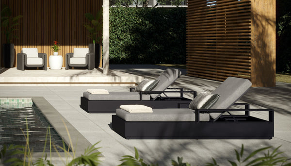 Sunpan Tavira Outdoor Aluminum Chaise Lounge with All-Weather Woven Fabric Charcoal Frame 111600V