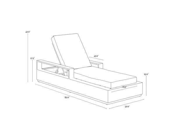 Sunpan Tavira Outdoor Aluminum Chaise Lounge with All-Weather Woven Fabric Charcoal Frame 111600V