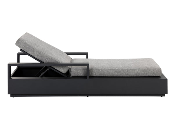 Sunpan Tavira Outdoor Aluminum Chaise Lounge with All-Weather Woven Fabric Charcoal Frame 111600V