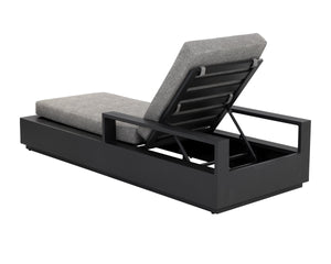 Sunpan Tavira Outdoor Aluminum Chaise Lounge with All-Weather Woven Fabric Charcoal Frame 111600V