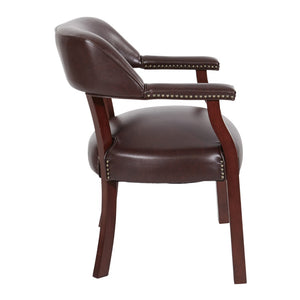OSP Home Furnishings Traditional Guest Chair with Brass Nailhead Trim and Mahogany Frame for Office Use TV230-JT4