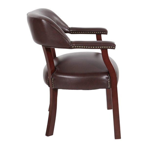 OSP Home Furnishings Traditional Guest Chair with Brass Nailhead Trim and Mahogany Frame for Office Use TV230-JT4