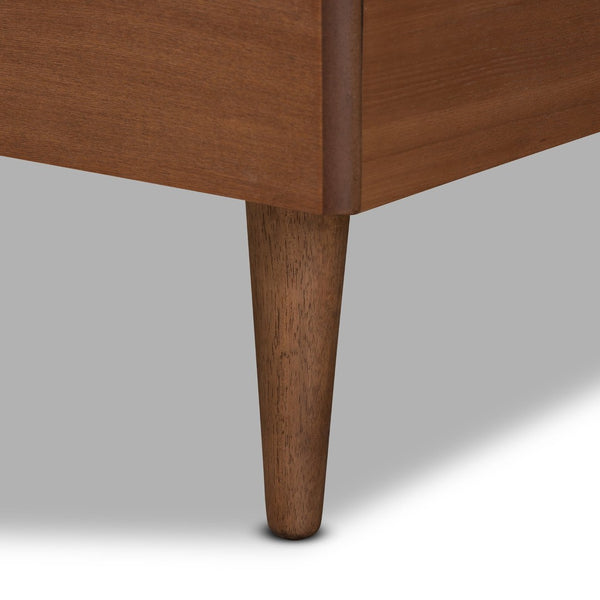 Baxton Studio Baxton Gisa Mid-Century Modern Twin Platform Bed in Walnut Brown, Adjustable Headboard & Wood Slats Gisa-Ash Walnut-Twin