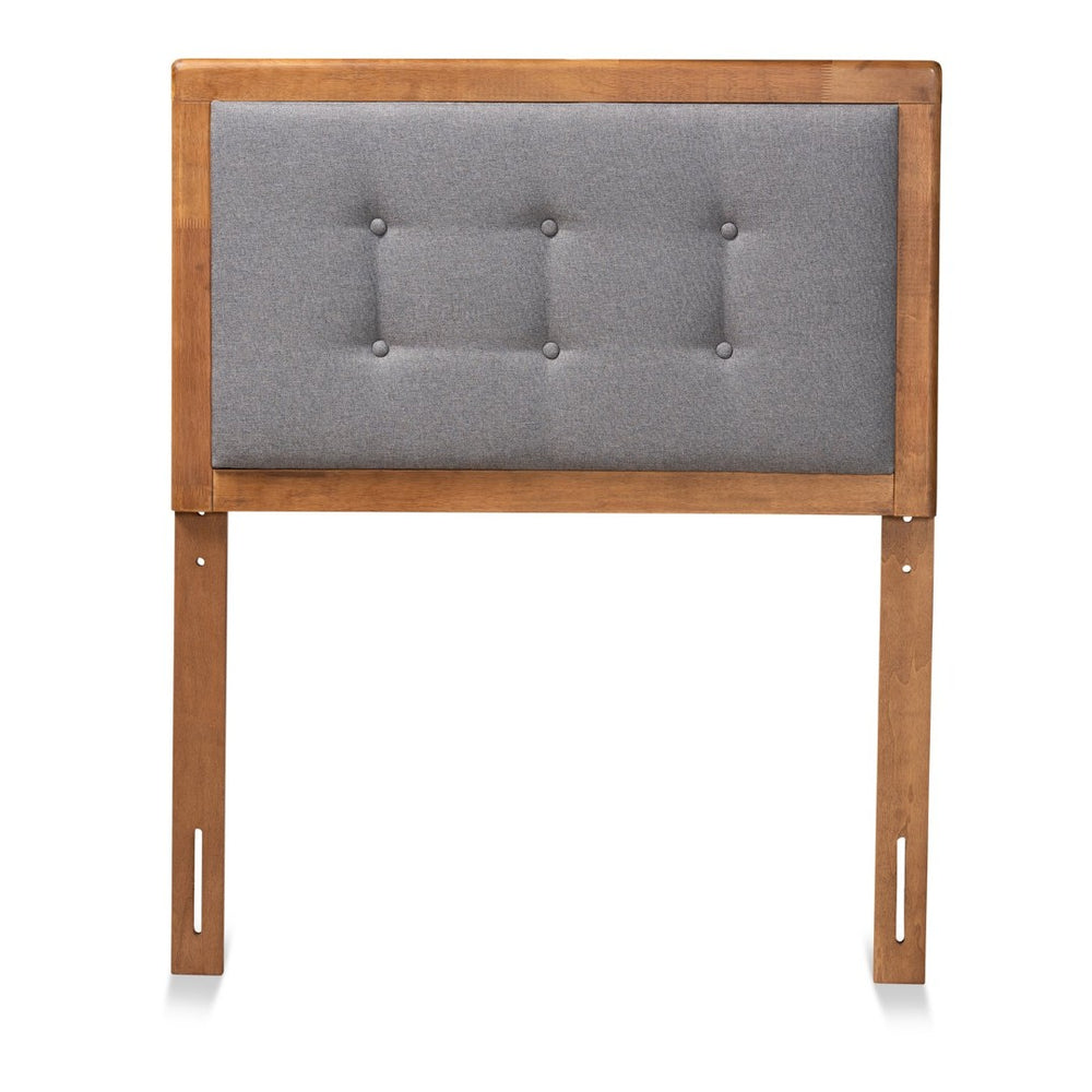 Baxton Studio Baxton Sarine Mid-Century Twin Headboard: Stylish Dark Grey Upholstery & Walnut Wood Finish Design MG97053-Dark Grey/Ash Walnut-HB-Twin
