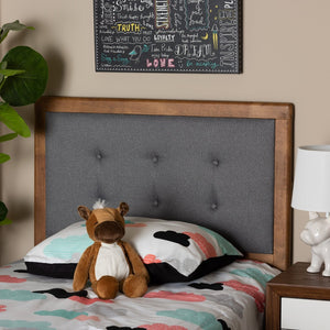 Baxton Studio Baxton Sarine Mid-Century Twin Headboard: Stylish Dark Grey Upholstery & Walnut Wood Finish Design MG97053-Dark Grey/Ash Walnut-HB-Twin