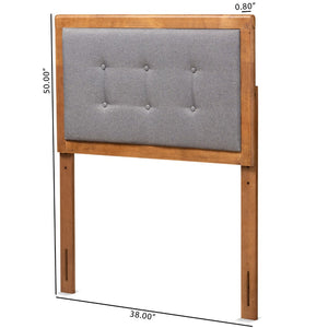 Baxton Studio Baxton Sarine Mid-Century Twin Headboard: Stylish Dark Grey Upholstery & Walnut Wood Finish Design MG97053-Dark Grey/Ash Walnut-HB-Twin