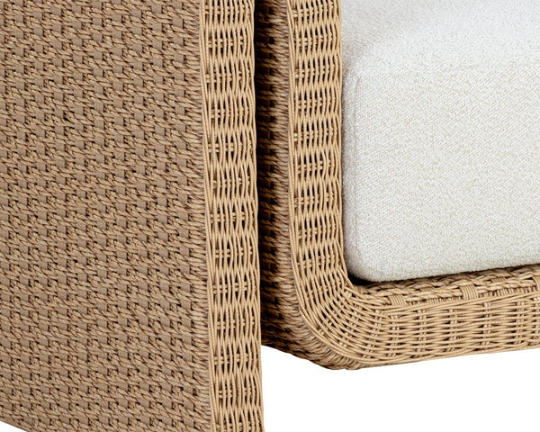 Sunpan Tibi Handwoven Wicker Lounge Chair with Boucle Cushion for Indoor Outdoor Living 111679V