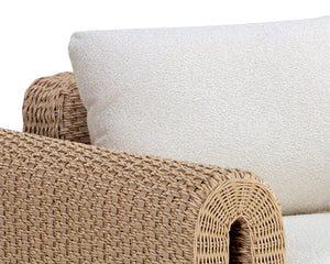 Sunpan Tibi Handwoven Wicker Lounge Chair with Boucle Cushion for Indoor Outdoor Living 111679V