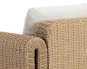 Sunpan Tibi Handwoven Wicker Lounge Chair with Boucle Cushion for Indoor Outdoor Living 111679V