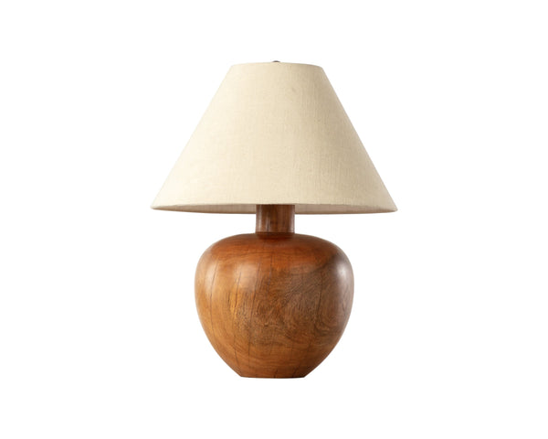 Sunpan Dira Handcrafted Acacia Wood Table Lamp with Linen Shade for Organic Modern Decor 111720