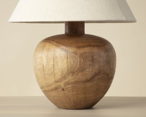 Sunpan Dira Handcrafted Acacia Wood Table Lamp with Linen Shade for Organic Modern Decor 111720