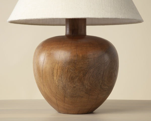 Sunpan Dira Handcrafted Acacia Wood Table Lamp with Linen Shade for Organic Modern Decor 111720