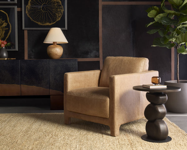 Sunpan Noboli Solid Acacia Wood Table Lamp Handcrafted Organic Sculptural Gourd Shape 111722