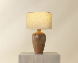 Sunpan Noboli Solid Acacia Wood Table Lamp Handcrafted Organic Sculptural Gourd Shape 111722