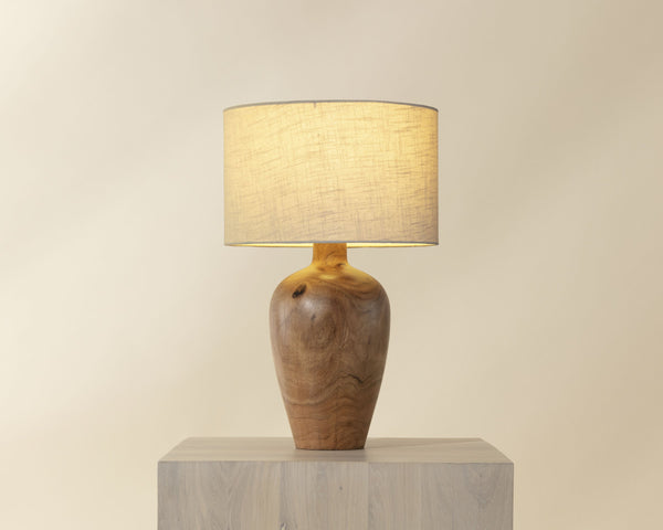Sunpan Noboli Solid Acacia Wood Table Lamp Handcrafted Organic Sculptural Gourd Shape 111722