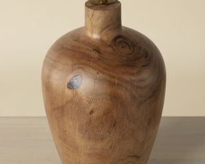 Sunpan Noboli Solid Acacia Wood Table Lamp Handcrafted Organic Sculptural Gourd Shape 111722