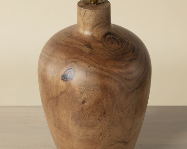 Sunpan Noboli Solid Acacia Wood Table Lamp Handcrafted Organic Sculptural Gourd Shape 111722