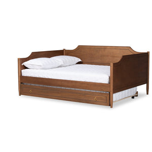 Baxton Studio Baxton Studio Alya Classic Farmhouse Walnut Brown Daybed with Convenient Roll-Out Trundle Bed Full MG0016-1-Walnut-Daybed-F/T