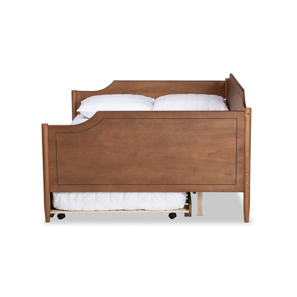 Baxton Studio Baxton Studio Alya Classic Farmhouse Walnut Brown Daybed with Convenient Roll-Out Trundle Bed Full MG0016-1-Walnut-Daybed-F/T