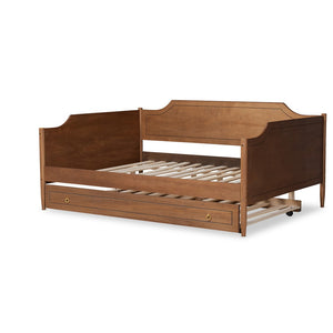 Baxton Studio Baxton Studio Alya Classic Farmhouse Walnut Brown Daybed with Convenient Roll-Out Trundle Bed Full MG0016-1-Walnut-Daybed-F/T