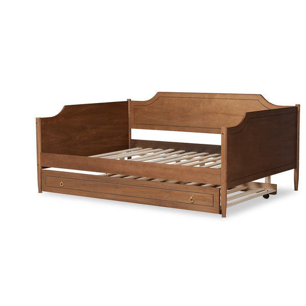 Baxton Studio Baxton Studio Alya Classic Farmhouse Walnut Brown Daybed with Convenient Roll-Out Trundle Bed Full MG0016-1-Walnut-Daybed-F/T