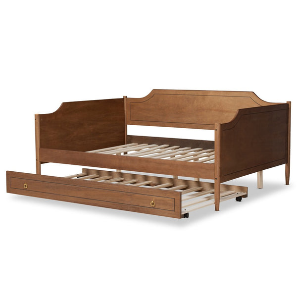 Baxton Studio Baxton Studio Alya Classic Farmhouse Walnut Brown Daybed with Convenient Roll-Out Trundle Bed Full MG0016-1-Walnut-Daybed-F/T